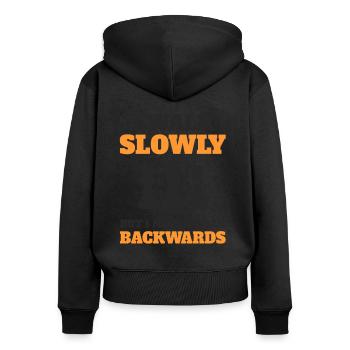 Schach Schachspieler Retro - Frauen Premium Bio Zip Hoodie - Schwarz - Hinten - Julia (174cm)