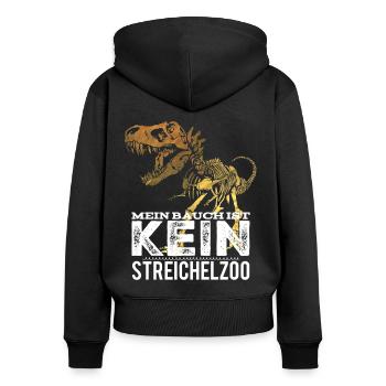 Mein Bauch ist kein Streichelzoo für Schwangere - Frauen Premium Bio Zip Hoodie - Schwarz - Hinten - Julia (174cm)