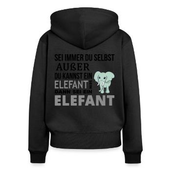 Éléphants Cadeaux - Sweat à capuche zippé Premium bio Femme - noir - Dos - Julia (174cm)
