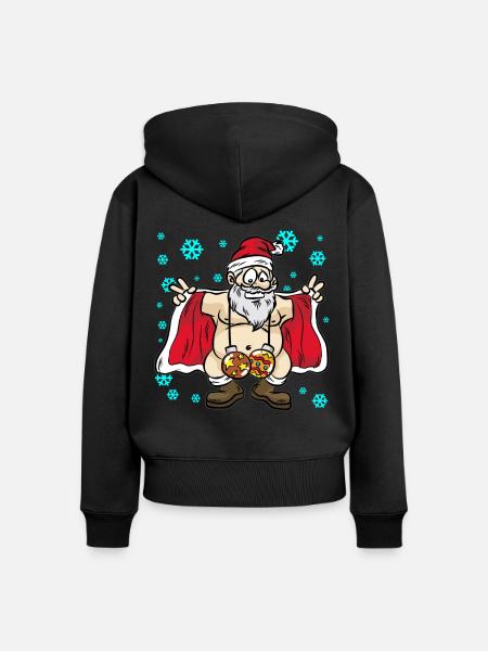 FLASHING SANTA CLAUS Stripper - Frauen Premium Bio Zip Hoodie - Schwarz