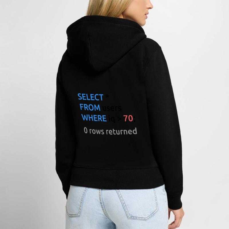 Programmeur Admin Drôle Code SQL Sweat à capuche zippé Premium bio Femme