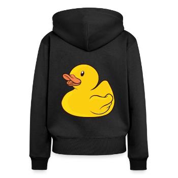 Badeente Gummiente - Frauen Premium Bio Zip Hoodie - Schwarz - Hinten - Julia (174cm)