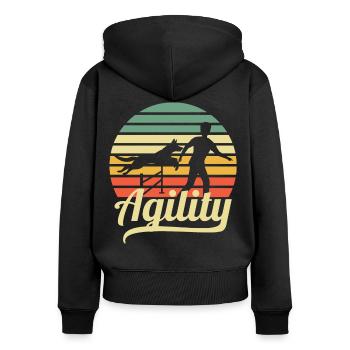 Agility - Frauen Premium Bio Zip Hoodie - Schwarz - Hinten - Julia (174cm)