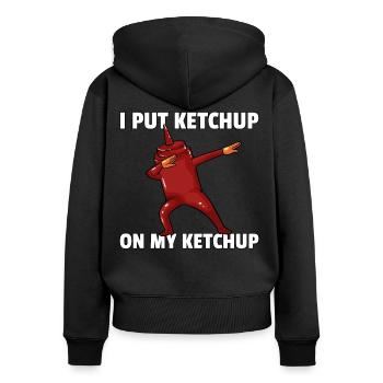 Dabbing Ketchup Tomate Dab Soße - Frauen Premium Bio Zip Hoodie - Schwarz - Hinten - Julia (174cm)