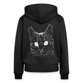 Animal,animals,cat,cats,pet,animal love - Women's Premium Organic Zip Hoodie - black - Back - Julia (174cm)