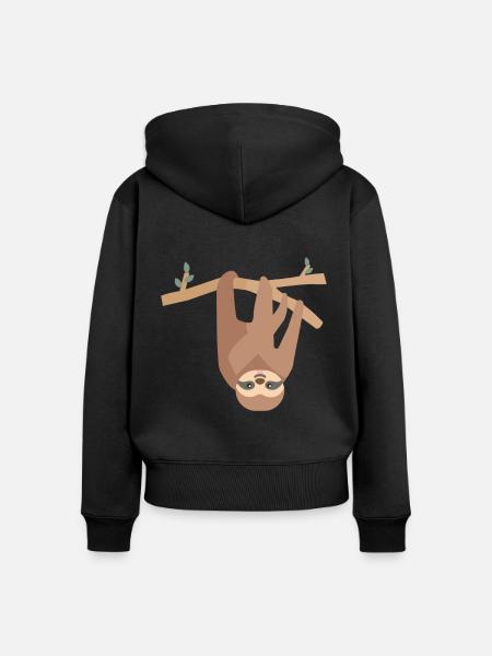 Faultier - Frauen Premium Bio Zip Hoodie - Schwarz