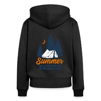 Camp d'été - randonnée, plein air, trekking - Sweat à capuche zippé Premium bio Femme - noir - Dos - Julia (174cm)