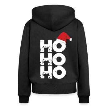 Ho Ho Ho - Frauen Premium Bio Zip Hoodie - Schwarz - Hinten - Julia (174cm)