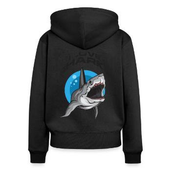 I Love Shark requin requin poisson prédateur cadeau - Sweat à capuche zippé Premium bio Femme - noir - Dos - Julia (174cm)