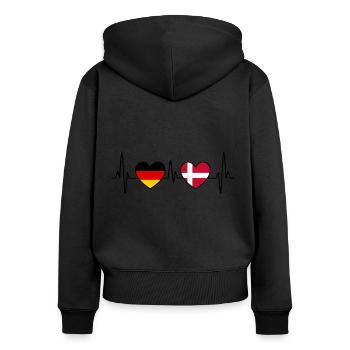 Dänemark Deutschland Herzschlag EKG - Reise - Frauen Premium Bio Zip Hoodie - Schwarz - Hinten - Julia (174cm)