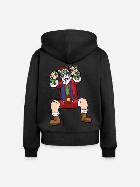 HIPSTER SANTA CLAUS - Frauen Premium Bio Zip Hoodie - Schwarz