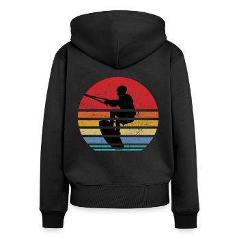 Wakeboard Wassersport Funsport Waken Fun Geschenk - Frauen Premium Bio Zip Hoodie - Schwarz - Hinten - Julia (174cm)