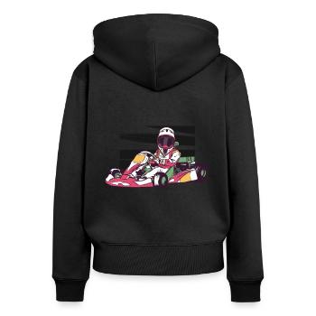 Pilote de karting Go Kart Motorsport - Sweat à capuche zippé Premium bio Femme - noir - Dos - Julia (174cm)