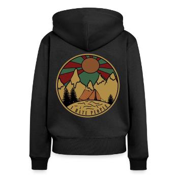 Je déteste les gens - Sweat à capuche zippé Premium bio Femme - noir - Dos - Julia (174cm)