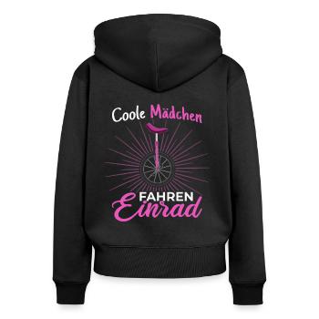 Les filles cool conduisent monocycle - Sweat à capuche zippé Premium bio Femme - noir - Dos - Julia (174cm)