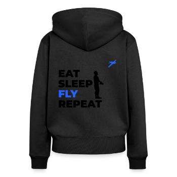 Eat Sleep Fly Repeat - Model Maker Model Airplane - Women's Premium Organic Zip Hoodie - black - Back - Julia (174cm)