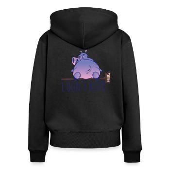 I don't sweep word joke for cleaning lady fat hippo - Women's Premium Organic Zip Hoodie - black - Back - Julia (174cm)