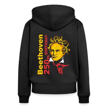 Beethoven - Frauen Premium Bio Zip Hoodie - Schwarz - Hinten - Julia (174cm)