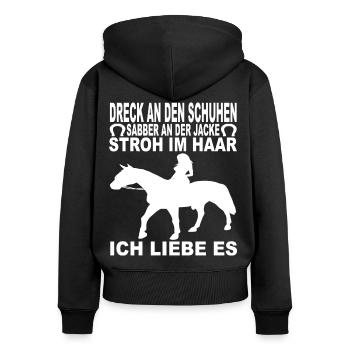 Reiten Reiterrinnen Reitsport Reitverein Reiter - Frauen Premium Bio Zip Hoodie - Schwarz - Hinten - Julia (174cm)