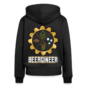 Bier brauen - Frauen Premium Bio Zip Hoodie - Schwarz - Hinten - Julia (174cm)