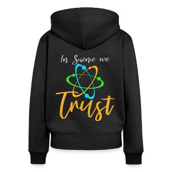 Wissenschaft - Frauen Premium Bio Zip Hoodie - Schwarz - Hinten - Julia (174cm)