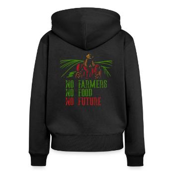 Pas d'agriculteurs Pas de nourriture Pas de futur agriculteur - Sweat à capuche zippé Premium bio Femme - noir - Dos - Julia (174cm)