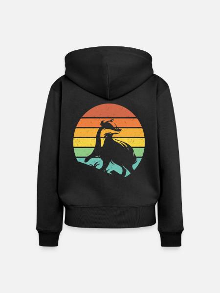 Honigdachs Retro Geschenk - Frauen Premium Bio Zip Hoodie - Schwarz