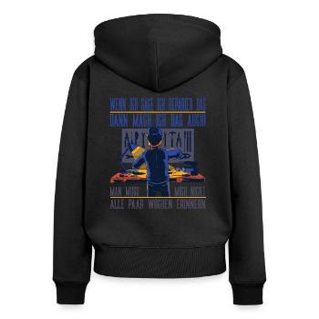 Geschenk für vergessliche Heimwerker Handwerker - Frauen Premium Bio Zip Hoodie - Schwarz - Hinten - Julia (174cm)