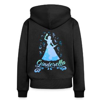 Ginderella - Soirée Bachelorette JGA Princess - Sweat à capuche zippé Premium bio Femme - noir - Dos - Julia (174cm)