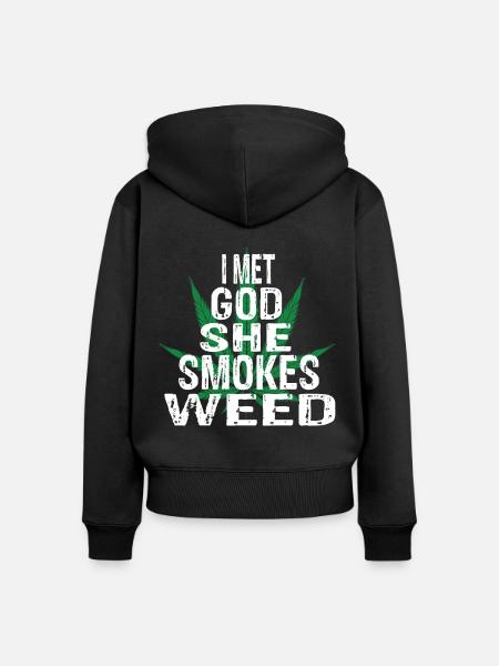 Kiffen - Frauen Premium Bio Zip Hoodie - Schwarz