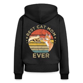 Best Cat Mom Ever For the best cat mom cat - Women's Premium Organic Zip Hoodie - black - Back - Julia (174cm)