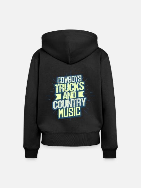 Country Musik Trucker - Frauen Premium Bio Zip Hoodie - Schwarz