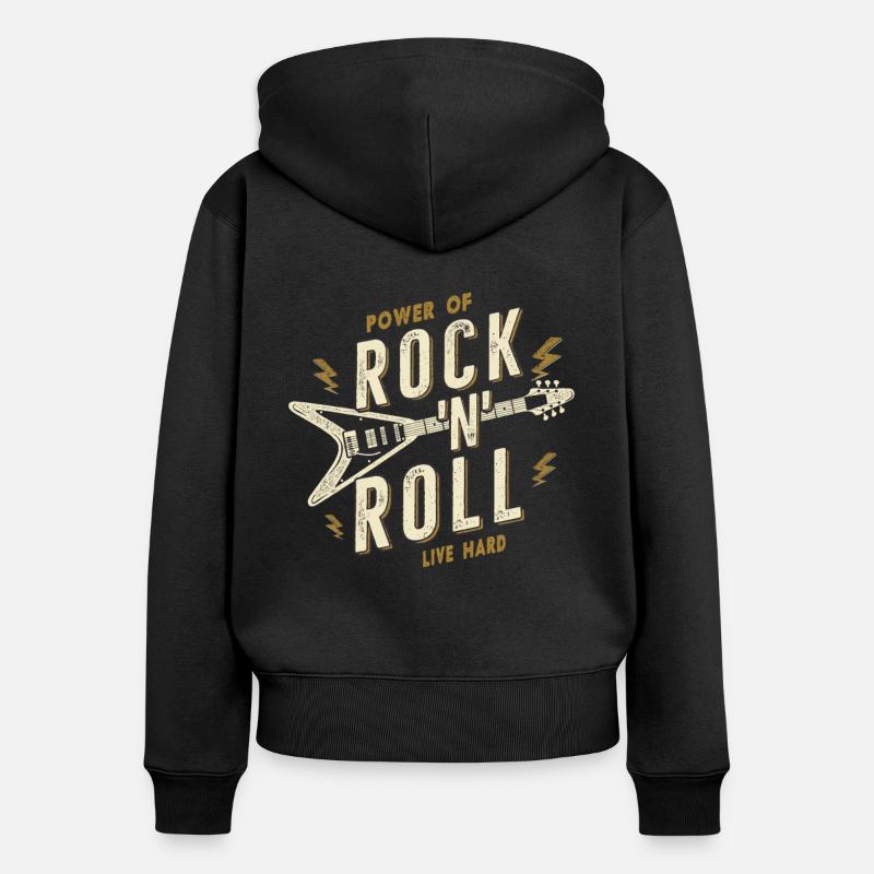 Rock and roll - Sweat à capuche zippé Premium bio Femme - noir