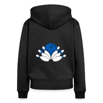 Bowling Kegeln Kugel Sport Verein Präzisionssport - Frauen Premium Bio Zip Hoodie - Schwarz - Hinten - Julia (174cm)