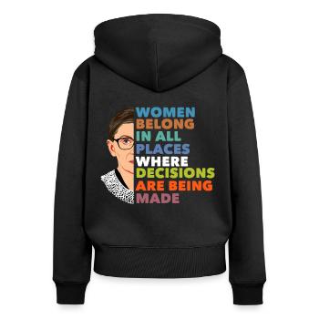Belong In All Places RBG - Women's Premium Organic Zip Hoodie - black - Back - Julia (174cm)