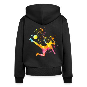 Soccergirl color splash - Frauen Premium Bio Zip Hoodie - Schwarz - Hinten - Julia (174cm)