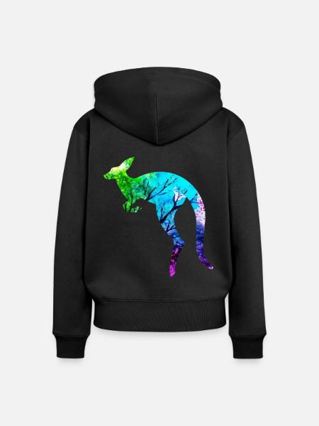 Känguru - Frauen Premium Bio Zip Hoodie - Schwarz