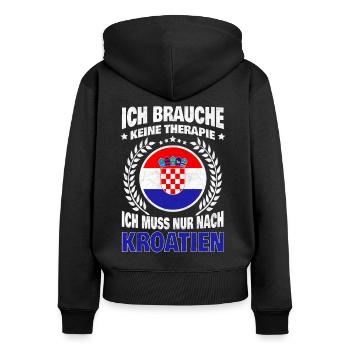 Kroatien Urlaub Reise Meer Spruch - Frauen Premium Bio Zip Hoodie - Schwarz - Hinten - Julia (174cm)