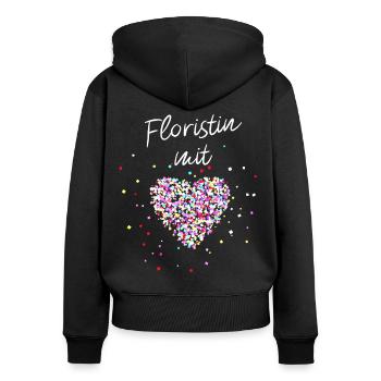 Floristin mit Herz Blumen - Frauen Premium Bio Zip Hoodie - Schwarz - Hinten - Julia (174cm)