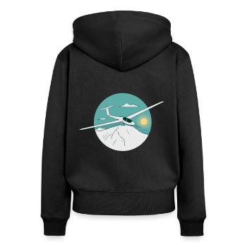Segelflugzeug Gleitflugzeug Segelfliegen - Frauen Premium Bio Zip Hoodie - Schwarz - Hinten - Julia (174cm)
