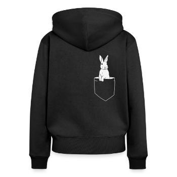 Lapins dans la poche de la poitrine Lapin Lapin Cadeau - Sweat à capuche zippé Premium bio Femme - noir - Dos - Julia (174cm)