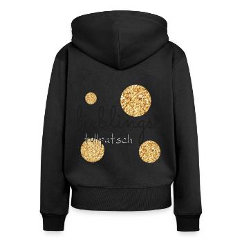 Lieblings Tollpatsch - Frauen Premium Bio Zip Hoodie - Schwarz - Hinten - Julia (174cm)