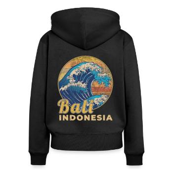 Indonesien Bali Urlaub Reise Geschenk - Frauen Premium Bio Zip Hoodie - Schwarz - Hinten - Julia (174cm)