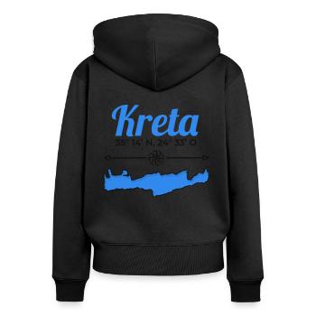 Grèce Crète coordonne le voyage de vacances sur l'île - Sweat à capuche zippé Premium bio Femme - noir - Dos - Julia (174cm)