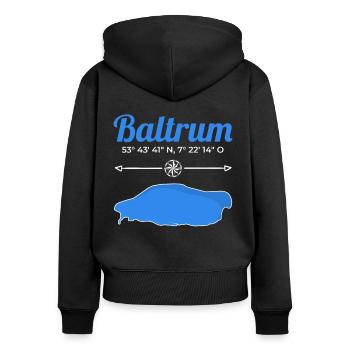 Baltrum Koordinaten Nordsee Insel Urlaub Reise - Frauen Premium Bio Zip Hoodie - Schwarz - Hinten - Julia (174cm)