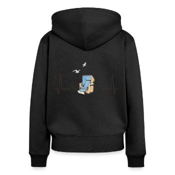 Strandkorb Herzschlag Plage Mer Baltique Mer du Nord - Sweat à capuche zippé Premium bio Femme - noir - Dos - Julia (174cm)