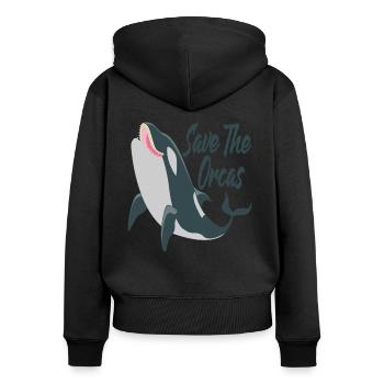 Save The Orcas Killer Whale Killer Whale Gift - Sweat à capuche zippé Premium bio Femme - noir - Dos - Julia (174cm)