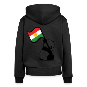 Kurdischer Panda. Süßer Panda mit Kurdistan Flagge - Frauen Premium Bio Zip Hoodie - Schwarz - Hinten - Julia (174cm)