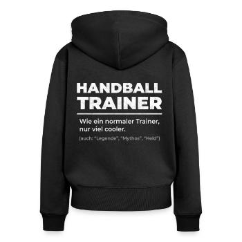 Handball Trainer - Frauen Premium Bio Zip Hoodie - Schwarz - Hinten - Julia (174cm)