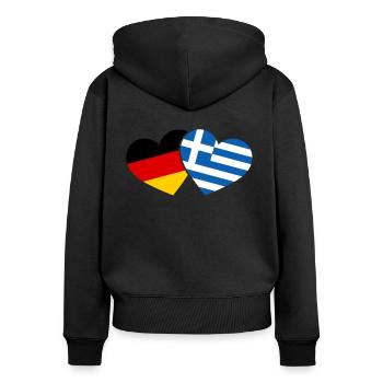 Greece and Germany heart Crete vacation - Women's Premium Organic Zip Hoodie - black - Back - Julia (174cm)